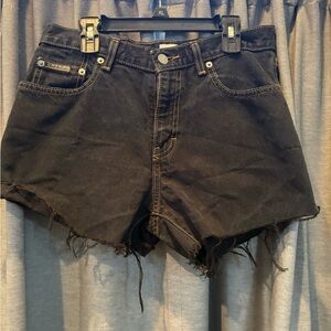 Calvin Klein Jeans Black Frayed Denim Shorts